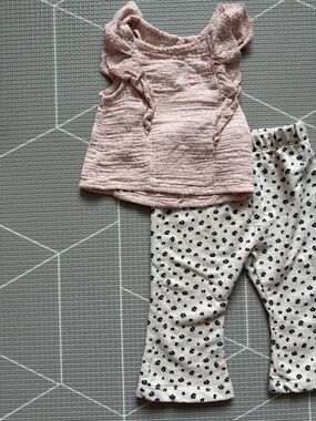 Grayson Mini|Baby girl boho set,blush rose gauzy ruffle top & leopard flare pant